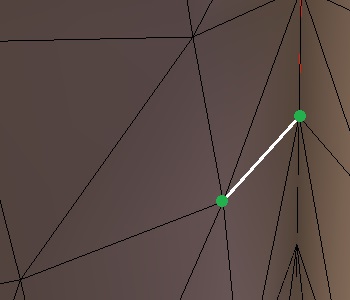 スムーズ細分化が実行される辺とその両端の頂点の図